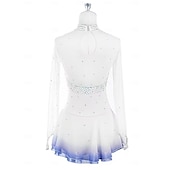 billige Figur skating kjoler-Kjole til kunstløp Dame Jente Skøyteløp Kjoler Hvit Lapper Tommelhull Netting Spandex Elastisk Trening Profesjonell Konkurranse Skøyteklær Hold Varm Krystall / Rhinstein Langermet Skøyting Kunstløp