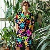 baratos Plantas e Flores Tropicais-Homens Coqueiro Cor gradiente Shorts de Natação Bermuda de Surf Calção de Banho Cintura Média Moda Havaiana Designer Casual Diário Feriado Bolsos Com Cordão Cintura elástica Designer Roupa