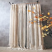 preiswerte Makrame- und Stringvorhänge-Makramee-Vorhang zum Aufhängen, Boho-Dekor, lange Fransen, schicke Türtrenner, handgefertigte Häkel-Wandteppiche, Vorhänge, Dekorationen für Wohnzimmer, Fenster, Wohnheim, Wohnung, Babyparty