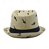 economico Cappello Fedora-Per uomo Cappello del Kentucky Derby Cappello da Sole Cappello da festa Bianco Kaki Cotone Moda Casual Streetwear Quotidiano Pesce Protezione solare Traspirante