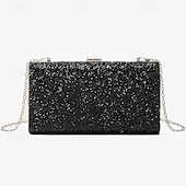 cheap Clutches &amp; Evening Bags-Chic Glitter Evening Clutch with Chain Strap - Elegant Women&#039;s Sparkle Party Purse