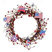 cheap Accessories-Independence Day Flag Wreath Red White Blue American Flag Berry Wreath Independence Day Door Hanging