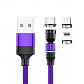 levne Kabely pro mobilní telefony-Vícenásobný nabíjecí kabel 0,5M (1.5Ft) 3,3 stop 6,6 stop USB A na Lightning / micro / USB C 2.4 A Nabíjecí kabel Rychlé nabíjení Nylonové pletené 3 v 1 Magnetické Pro Samsung Xiaomi Huawei Doplňky k