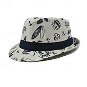 cheap Fedora Hat-Men&#039;s Kentucky Derby Hat Sun Hat Party Hat Dress Hat White khaki Cotton Fashion Casual Street Daily Coconut Tree Sunscreen Breathable