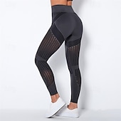 cheap Yoga Leggings &amp; Tights-Women&#039;s Yoga Pants Yoga Leggings Mesh Patchwork High Waist Yoga Gym Workout Pilates Tights Color Block Dark Grey Black Army Green Spandex Sports Activewear Stretchy Slim