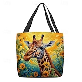 abordables Cabas et fourre-tout-Femme Fourre-tout Sac d&#039;épaule Sac fourre-tout en toile Polyester Achats Vacances Plage Imprimé Grande Capacité Pliable Poids Léger Girafe Jaune Bleu