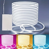 Недорогие Неоновые LED огни-1 мес. 2м 3M Гибкие светодиодные ленты Неоновые полосы 120/240/360 светодиоды 2835 SMD Тёплый белый Белый Красный Светодиодные ленты В помещении Для вечеринок Праздник Аккумуляторы