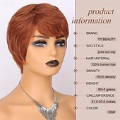 economico Parrucche di capelli veri senza cuffia-parrucche di capelli umani con taglio pixie per donne nere nessuna parrucche di pixie anteriori in pizzo a strati corti con frangia per l&#039;uso quotidiano
