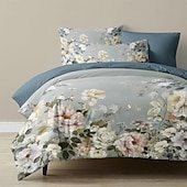 cheap Duvet Cover Sets-100% Cotton Vintage Floral Series Duvet Cover 3-Piece Set Short Fluff for Summer Soft Skin Friendly Comfy Lightweight
