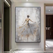 olcso Portrék-absztrakt texturált balerina olajfestmény, kézzel festett figuratív táncoló lány fal művészet extra nagy festmény impresszionizmus firl otthon dekoratív művészet olajfestmény