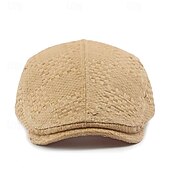 billige Men's Hats-Men's Flat Cap Ascot Hat Newsboy Hat Camel Brown Polyester Fashion Casual Street Daily Plain Adjustable Sunscreen Breathable