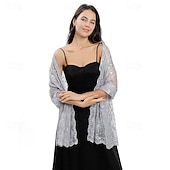 お買い得  ショール-ショール レディースラップ エレガント 結婚式 ノースリーブ シフォン ウェデイングラップ と スパンコール 用途 パーティー 春夏
