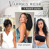 baratos Rabos-de-Cavalo-Extensão de rabo de cavalo encaracolado com cordão para mulheres negras marrom preto clipe encaracolado em extensões de cabelo Extensão de rabo de cavalo de 18 polegadas peruca sintética para festa