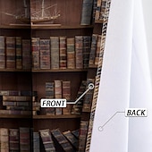 preiswerte Blackout -Vorhang-Vintage Bücherregal Verdunkelungsvorhänge Türisolierung Außenbalkon Rest Wohnzimmer Wohndekoration 2-teiliges Set mit 3D-Digitaldruck perforiert