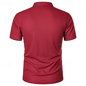 abordables Polo classique pour homme-Homme Chemise de golf Polos de Golf Travail Occasionnel Col montant Manche Courte Basique Moderne Bloc de Couleur Patchwork Boutons Printemps &amp; Été Coupe régulière Vin Noir Blanche Rose bleu marine