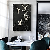 preiswerte Ölgemälde-handgemachtes Ölgemälde Leinwand WandKunst Dekor Original weißes Vogel Gemälde abstraktes Tiergemälde Wohndekor mit gespanntem Rahmen ohne Innenrahmen Gemälde