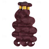 preiswerte 3 Bündel Echthaargewebe-Burgunderrote Haarbündel mit Ombre-Farbe, brasilianisches 99j-Menschenhaar, gewelltes Echthaar, Weave-Bündel, Remy-Menschenhaar, Extensions, 3 Stück