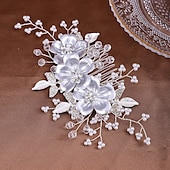 cheap Flower Girl Headpieces-Hair Combs Headdress Imitation Pearl Rhinestone Wedding Cocktail Elegant Luxury With Rhinestone Faux Pearl Headpiece Headwear