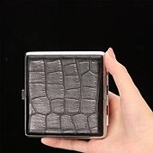 voordelige Rookgerei-leren sigarettenetui met elastische band, metalen frame, geschikt voor 20 sigaretten, beschermende houder voor handgerolde sigaretten