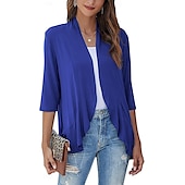 cheap Shawls-Shawls Women&#039;s Wrap Shrug Elegant Bridal 3/4 Length Sleeve Polyester Wedding Wraps With Pure Color For Party Spring &amp; Summer