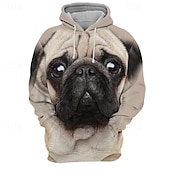 baratos Moletons masculinos com capuz-Homens Cachorro Estampas Abstratas Moletom Moletons Moletom com capuz Manga Longa Moletom com capuz Com Capuz Roupa de rua Impressão 3D Diário Esportes Cáqui Imprimir Primavera &amp; Outono Designer