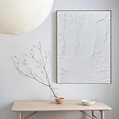 abordables Peintures Abstraites-peint à la main 3d texturé blanc peinture abstraite sur toile 3d texturé art mural boho moderne toile art salon décor pattle couteau peinture à l&#039;huile décor à la maison hôtel pièce d&#039;art