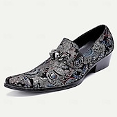billiga Premium läder Loafers-Herr Tofflor och Slip-Ons Tryck skor Klänningslakor Läder Mocka Bekväm Halksäker Loafers Svart