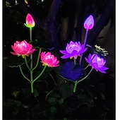 cheap Pathway Lights &amp; Lanterns-Solar Lotus Lantern - 7 Color Changing Waterproof LED Decorative Pathway Light for Garden, Courtyard, Lawn, Wedding and Festival Atmosphere 1PC
