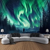 billige landskapsteppe-aurora nordlys hengende billedvev veggkunst stor billedvev veggmaleri dekor fotografi bakteppe teppe gardin hjem soverom stue dekorasjon
