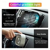cheap Car Air Purifiers-Portable Car Air Conditioning Outlet Car Fan USB Power Gradient Colorful Atmosphere Light Small Fan Front And Rear Row Outlet Exhaust Fan Universal
