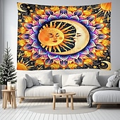 voordelige Blacklight wandtapijten-blacklight wandtapijt uv-reactief glow in the dark glow party neon zon maan mandala psychedelisch trippy mistig hangend wandtapijt muurschildering voor woonkamer slaapkamer
