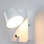 abordables Apliques de pared para interior-Luces de pared interiores LED Luz de lectura de cabecera con versión de luz nocturna e interruptor independiente Aplique de pared de tocador RV giratorio de 350 ° Lámpara de pared de metal para sala