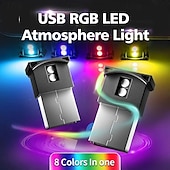 billiga Dekorativa ljus-1 st mini usb led ljus, bil interiör led rgb belysning 5v smart usb led atmosfär ljus laptop dekoration nattlampa justerbar ljusstyrka 8 färger