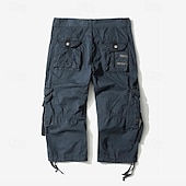 cheap Outdoor-Men's Capri Cargo Shorts Cargo Shorts Shorts Capri Pants Hiking Shorts Leg Drawstring 6 Pocket Plain Comfort Outdoor Daily Going out Fashion Streetwear Black Army Green