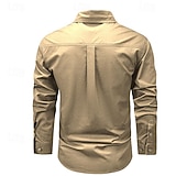 economico Camicie da lavoro da uomo-Per uomo Camicia Camicie da lavoro Maglietta informale Camicia con bottoni Camicia da carico Nero Kaki Verde militare Manica lunga Liscio Collo ripiegabile Da mare Per eventi Tasca frontale
