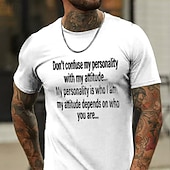voordelige Grafisch T -shirt voor heren-Mannen&#039;s Grafische Tee Korte Mouw - &#039;Persoonlijkheid vs. Attitude&#039; Statement Top