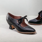 cheap Vintage Heels-Women&#039;s Vintage Lace-Up Leather Heels - Elegant Cut-Out Oxford Shoes for Retro and Formal Occasions