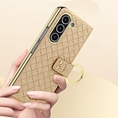 お買い得  サムスン用ケース-電話 ケース 用途 サムスンのギャラクシー Zフォールド6 Z Fold 5 Z Fold 4 Z Fold 3 バックカバー とスクリーンプロテクター リングバックル 耐衝撃 レトロ風 TPU メタル PUレザー