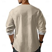 お買い得  民族模様-男性用 エスニック シャツ ボタンアップシャツ ヘンリーシャツ 長袖 カジュアル トライバル風 バケーション カジュアル 祝日 夏 春 秋 ノーカラー Ｖネック プリント ベージュ