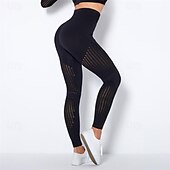 cheap Yoga Leggings &amp; Tights-Women&#039;s Yoga Pants Yoga Leggings Mesh Patchwork High Waist Yoga Gym Workout Pilates Tights Color Block Dark Grey Black Army Green Spandex Sports Activewear Stretchy Slim
