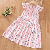 billige Kjoler med blomstertrykk-barn jentekjole grafisk ermeløs fest utendørs casual mote prinsesseskjørt polyester sommer vår 4-13 år