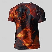  Ανδρικά Ζώο Τίγρη Φλόγα Mars Μπλουζάκι Κοντομάνικο Κοντομάνικη μπλούζα 3D εκτύπωση Στρογγυλή Ψηλή Λαιμόκοψη Πουκάμισο Μοντέρνα Υψηλής Ποιότητας Ένδυση γυμναστικής και άθλησης Δρόμος Υπαίθρια Αθλήματα