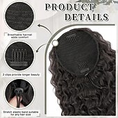 baratos Rabos-de-Cavalo-Extensão de rabo de cavalo encaracolado com cordão para mulheres negras marrom preto clipe encaracolado em extensões de cabelo Extensão de rabo de cavalo de 18 polegadas peruca sintética para festa