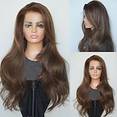 voordelige Pruiken van echt haar, met kanten voorzijde-Remy mensenhaar 4x13 Sluiting Pruik Gratis deel Braziliaans haar Golvend Kastanjebruin Pruik 130% 150% Haardichtheid met babyhaar 100% Maagd Pre-geplukt Voor Dames Lang Kanten pruiken van echt