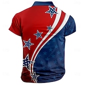 4. Juli 2026 250. Herren Amerikanische Flagge Veteranen Poloshirts Golfshirt Kurzarm Polo-Shirts Hemden mit Kragen Streetwear Urlaubskleidung Party-Outfits 3D-Druck Knöpfe Frühling & Sommer Rote