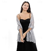 お買い得  ショール-ショール レディースラップ エレガント 結婚式 ノースリーブ シフォン ウェデイングラップ と スパンコール 用途 パーティー 春夏
