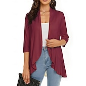 cheap Shawls-Shawls Women&#039;s Wrap Shrug Elegant Bridal 3/4 Length Sleeve Polyester Wedding Wraps With Pure Color For Party Spring &amp; Summer