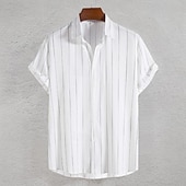 abordables chemise boutonnée pour homme-Homme Chemise Chemise d'été Chemise Décontractée Chemise de Plage Chemise Boutonnée Chemises à rayures Noir Blanche Vert Manche Courte Rayures Col Rabattu Vêtements de rue Vacances Vêtement Tenue