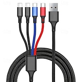 abordables Câbles de téléphone portable-Câble usb 4 en 1 pour iphone 3 en 1 usb a vers micro usb/type c/8 broches câble de chargeur 3a câble de charge rapide pour huawei samsung xiaomi