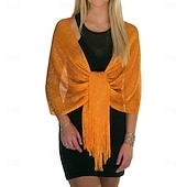 billige Sjal-Sjale Sjal til kvinner Glitter Glitrende Ermeløs Polyester Bryllup Wrap Med Dusk Til Bryllup Vår sommer